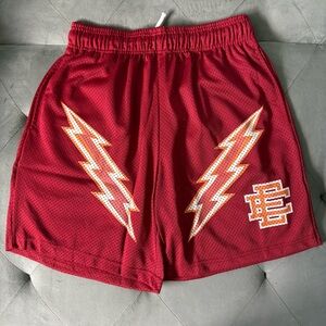 Eric Emanuel Shorts Burgundy Lightning Bolt Shorts Size L